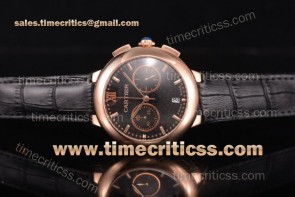 Cartier TriCAR89331 Rotonde De Chrono Starry Dial Black Leather Rose Gold Watch
