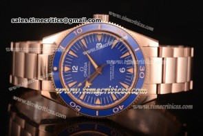 Omega TriOMG291147 Seamaster 300 Master Co-Axial Blue Dial Full Rose Gold Watch