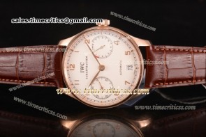 IWC TriIWC89163 Portuguese Power Reserve White Dial Brown Leather Rose Gold Watch (ZF)
