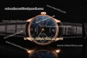 IWC TriIWC89164 Portuguese Power Reserve Black Dial Black Leather Rose Gold Watch (ZF)