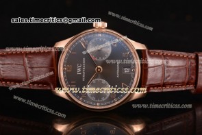 IWC TriIWC89165 Portuguese Power Reserve Grey Dial Brown Leather Rose Gold Watch (ZF)