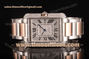 Cartier TriCAR89334 Tank Anglaise Silver Dial Diamonds Bezel Two Tone Watch