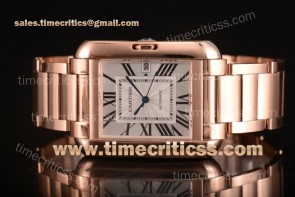 Cartier TriCAR89338 Tank Anglaise Silver Dial Full Rose Gold Watch