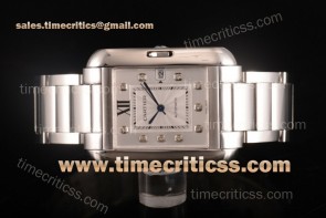 Cartier TriCAR89342 Tank Anglaise Silver Dial Diamonds Bezel Full Steel Watch