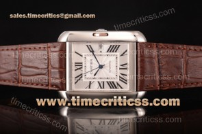 Cartier TriCAR89344 Tank Anglaise Silver Dial Brown Leather Steel Watch