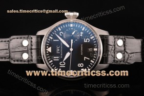 IWC TriIWC89166 Big Pilot Power Reserve Black Dial Black Leather Steel Watch (zf)