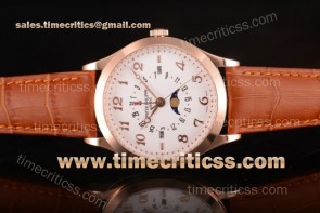 Patek Philippe TriPP89065 Grand Complications White Dial Brown Leather Rose Gold Watch