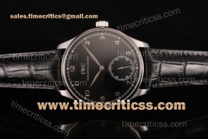 IWC TriIWC89174 Portuguese Black Dial Black Leather Steel Watch