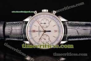 Vacheron Constantin Historiques Cornes de Vache 1955 Chronograph 5000H/000P-B059 White Dial Black Leather Steel Watch