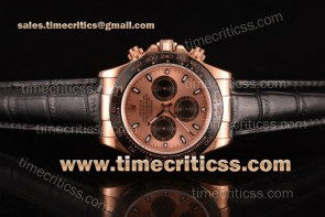 Rolex TriROX89395 Daytona Chrono 116515 LNpsbr Rose Gold Dial Black Leather Rose Gold Watch