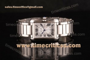 Cartier TriCAR89357 Tank w5310044 Silver Dial Stainless Steel Bracelet Steel Watch