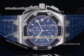 Audemars Piguet TriAP89210 Royal Oak Offshore 26030RO.OO.D001IN.01 Blue Dial Leather Strap Steel Watch (J12)