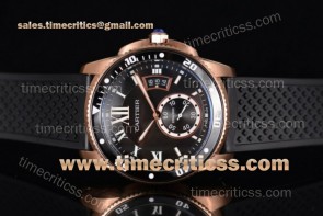 Cartier TriCAR89359 Calibre de W7100052 Black Dial Rubber Strap Rose Gold Watch