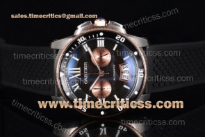 Cartier TriCAR89363 Calibre de W8100091 Black Dial Rubber Strap Steel Watch