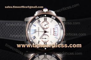 Cartier TriCAR89364 Calibre de W8100092 White Dial Rubber Strap Steel Watch