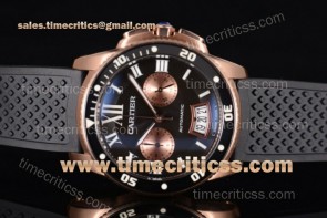Cartier TriCAR89365 Calibre de W8100093 Black Dial Rubber Strap Rose Gold Watch