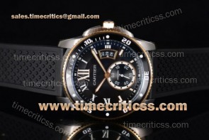 Cartier TriCAR89368 Calibre de W2CA0004 Black Dial Rubber Strap Steel Watch