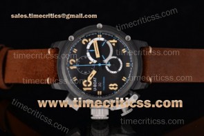 U-Boat TriUB99027 Chimera Chrono 7475 Black Dial Leather Strap PVD Watch
