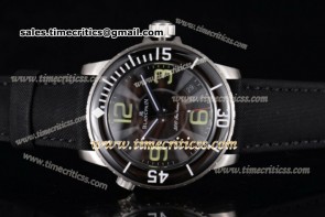 Blancpain TriBP89054 Fifty Fathoms Black Dial Black Leather Steel Watch