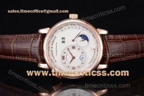 A.Lange&Sohne TriALS99065 Lange 1 Tourbillon Perpetual Calendar White Dial Brown Leather Rose Gold Watch
