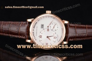 A.Lange&Sohne TriALS99066 Lange 1 Tourbillon Perpetual Calendar White Dial Brown Leather Rose Gold Watch