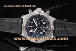 Breitling TriBRL8935 Avenger Seawolf Chronogrpah Chrono Black Dial Black Rubber Steel Watch