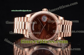 Rolex TriROX89493 Day Date II Brown Dial Rose Gold Watch (BP)