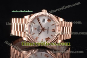Rolex TriROX89495 Day Date II Silver Dial Rose Gold Watch (BP)