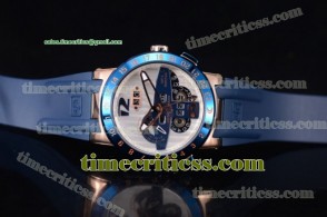 Ulysse Nardin TriUN99082 Executive Dual Time & Big Date White Dial Rose Gold Watch