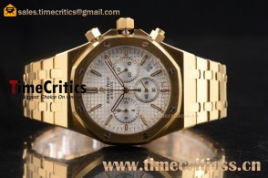 Audemars Piguet TriAP89363 Royal Oak Chrono White Dial Yellow Gold Watch 