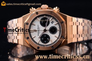 Audemars Piguet Royal Oak 41MM Chronograph TriAP89376 White Dial Rose Gold Watch(EF)