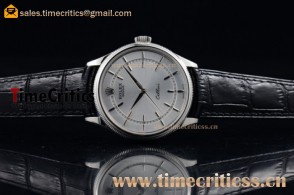 Rolex Cellini TriROX89700 Silver Dial Black Leather Steel(BP)