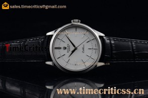 Rolex Cellini TriROX89702 White Dial Black Leather Steel(BP)