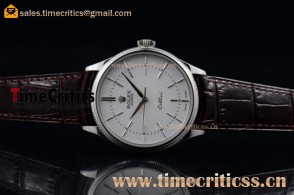 Rolex Cellini TriROX89703 White Dial Brown Leather Steel(BP)