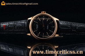 Rolex TriROX89707 Cellini Time Black Dial Black Leather Rose Gold Watch 1:1 Original (BP)