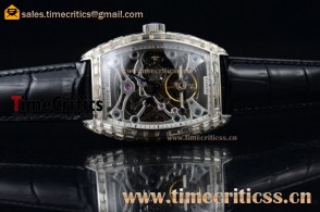 Franck Muller TriFM89040 Cintree Curvex Skeleton Tourbillon Skeleton Dial Black Leather Steel Watch (AAAF)