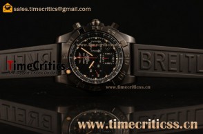 Breitling TriBRL89122 Chronomat B01 44 Blacksteel Chrono Black Dial Black Rubber PVD Watch