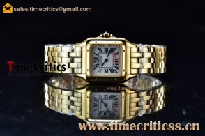 Cartier WGSA0010GL Santos 100 White Dial Yellow Gold Watch