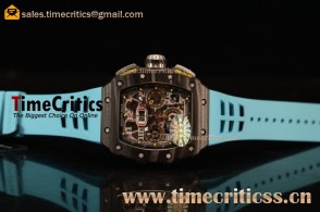 Richard Mille RM11-03 TriRM145583 Clone Richard Mille Movement Carbon Fiber Case Blue Rubber Strap (KV)