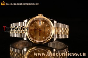 Rolex Datejust 36mm Swiss ETA 2836 Automatic Two Tone with Gold Dial and Diamonds Markers