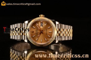 Rolex Datejust 36mm Swiss ETA 2836 Automatic Two Tone with Gold Dial and Stick Markers