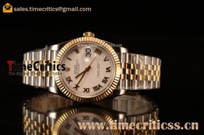 Rolex Datejust 36mm Swiss ETA 2836 Automatic Two Tone with White Dial and Roman Markers