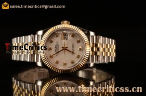 Rolex Datejust 36mm Swiss ETA 2836 Automatic Two Tone with White MOP Dial and Diamonds Markers