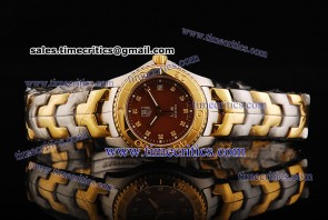 Tag Heuer TcrTHL448 Link Ladies Two Tone Steel Brown Diamond Markers Watch