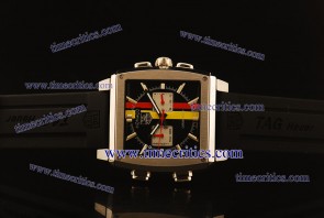 Tag Heuer TcrTHM358 Monaco GULF Chronograph Black Dial Black Rubber Strap Steel Watch