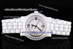 Chopard Trichp243 Happy Sport Classic Round 7 Floating Diamonds White Ceramic Diamond Watch