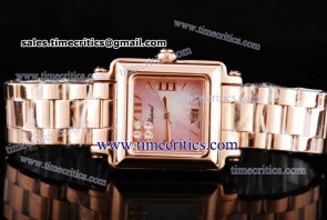 Chopard Trichp231 Happy Sport Classic Square 7 Floating Diamonds Rose Gold Watch Pink MOP Dial