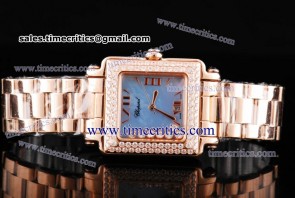 Chopard Trichp235 Happy Sport Classic Square 7 Floating Diamonds Rose Gold Diamond Watch Blue MOP Dial