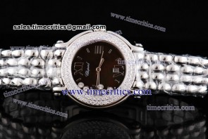 Chopard Trichp248 Happy Sport Classic Round 7 Floating Diamonds Steel Diamond Watch Brown Dial