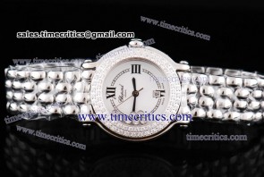 Chopard Trichp249 Happy Sport Classic Round 7 Floating Diamonds Steel Diamond Watch White Dial